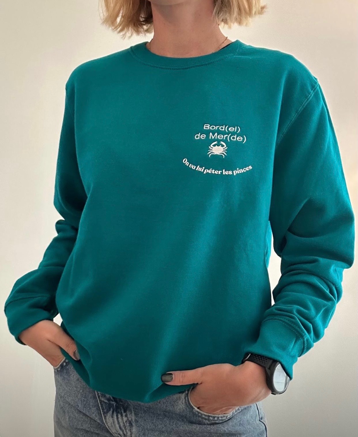 Sweat col rond brodé et floqué – Image 1